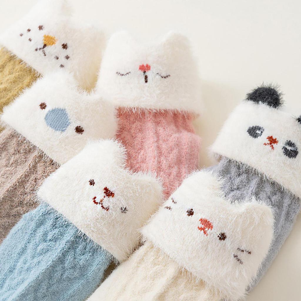Cute Animal Baby Winter Socks Mink Fur Warm Mid Tube Socks For Newborn Boy Girl Plush Thermal Sock