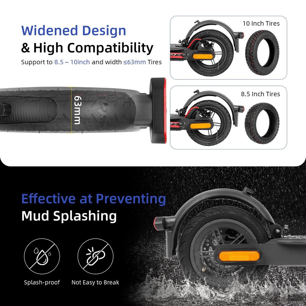 Gray Ulip Superior Rear Fender with Aluminium and Turn Signal Light for Xiaomi Scooters