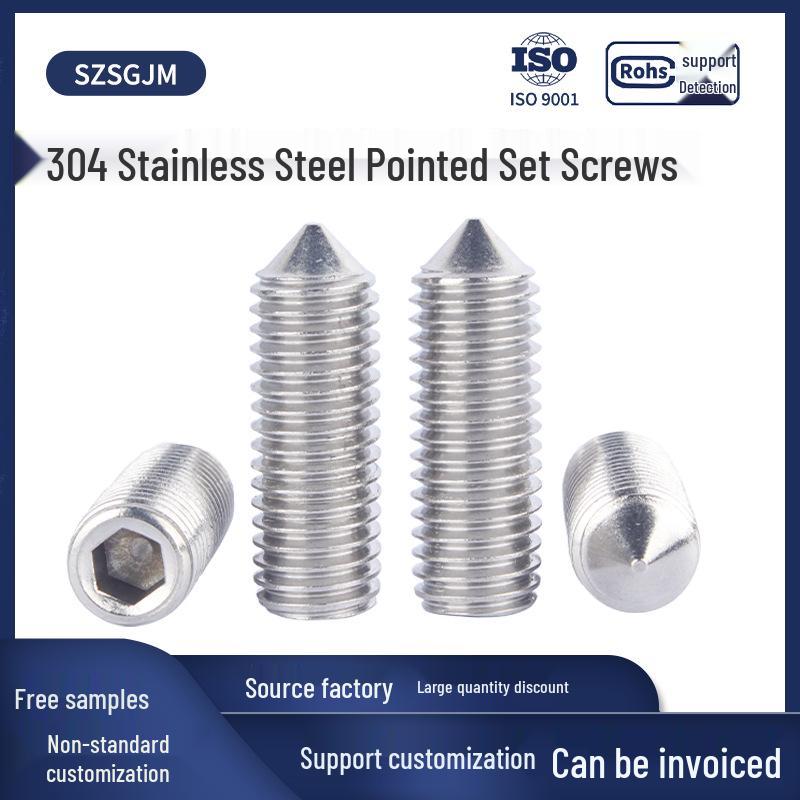 Oțel Inoxidabil 304 DIN914 Șurub de Fixare Fără Cap cu Vârf M3/M4/M5