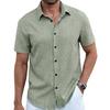 Men Summer Button-up Shirt Short Sleeve Turndown Collar Shirt Casual Loose Fit Holiday Shirt for Beach Vacation Street