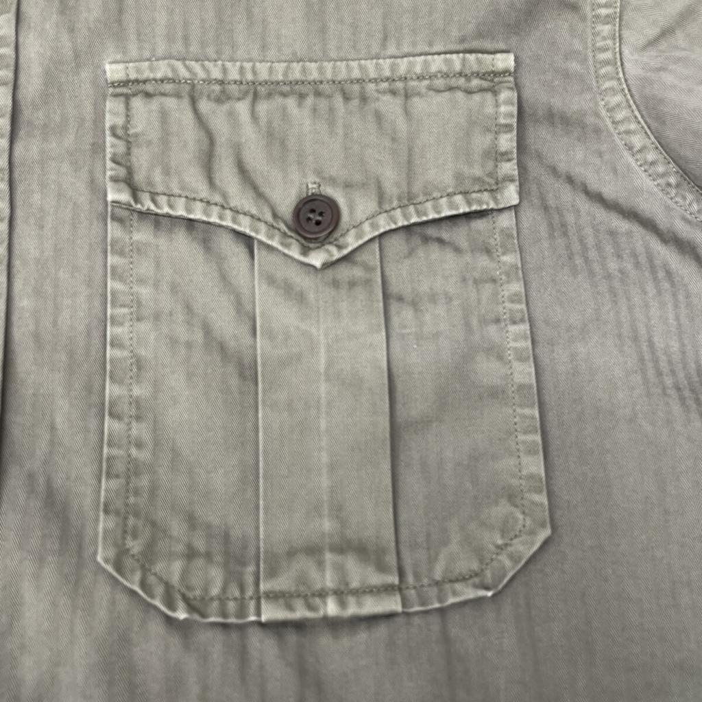 RRL Khaki cotton military long-sleeved shirt tops M khakiUsed