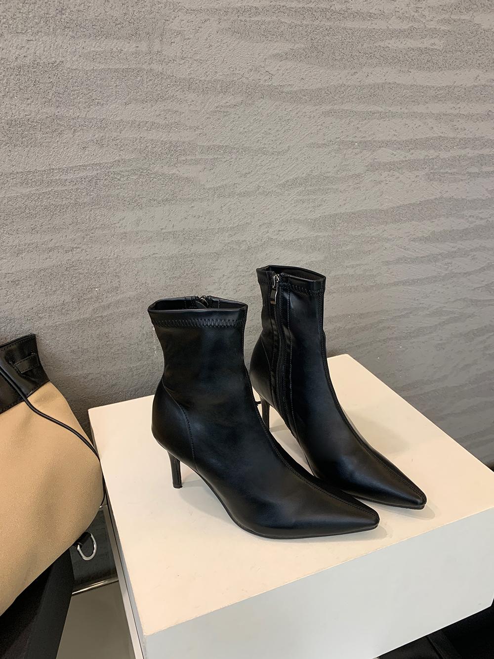 

модні чорні бежеві білі жіночі ботильйони на бічній блискавці зимові короткі чоботи жіночі на тонких високих підборах на бічній блискавці шкарпетки челсі жіночі 250