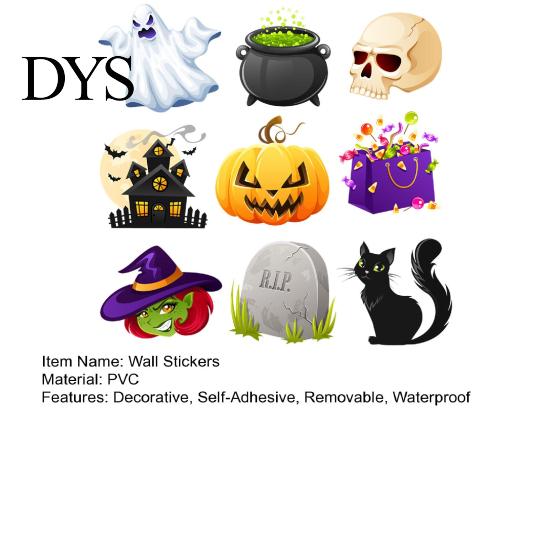Waterproof Halloween Glass Decals for Windows Wall Stickers, PVC Windows, Classic Ghosts Decorative Atmosphere Pumpkins Skeletons Self-adhesive