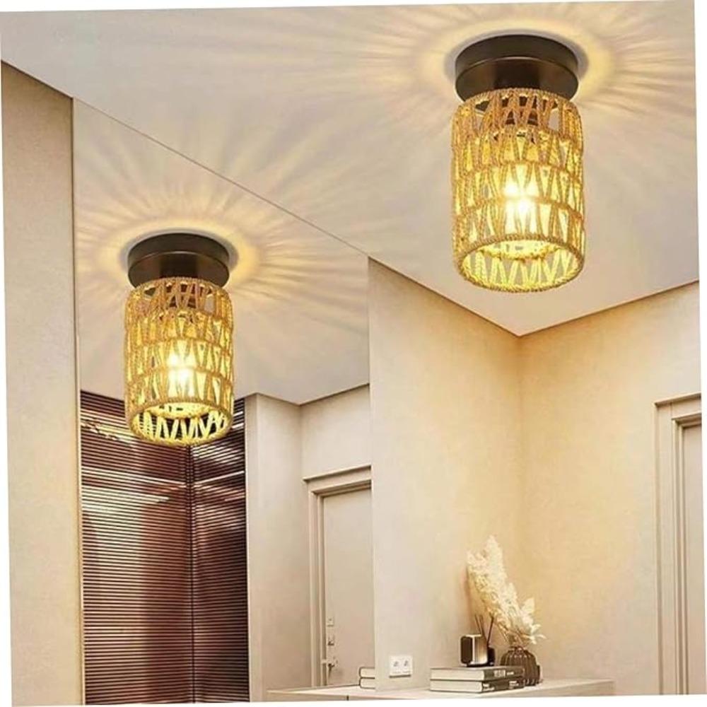Rattan Pendant Lights 1-Lights Rattan Light Fixture Ceiling Hanging Farmhouse Chandeliers Boho Lighting Hand Woven Wicker Shades