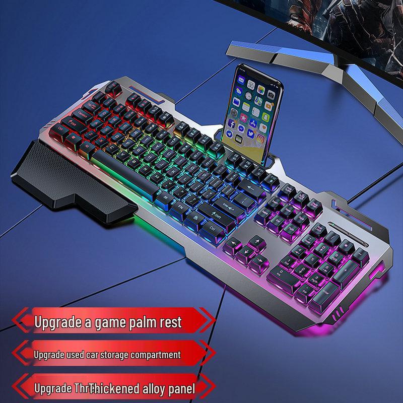 Wired E-sports Mechanical Keyboard, Mouse, and Headset Set for Laptop Gaming.