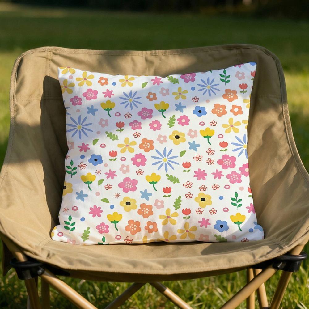 Blooming Flowers Cushion Cover Soft Reversible Durable Pillow Cover MultiScene Use for Home Car Daily Comfort