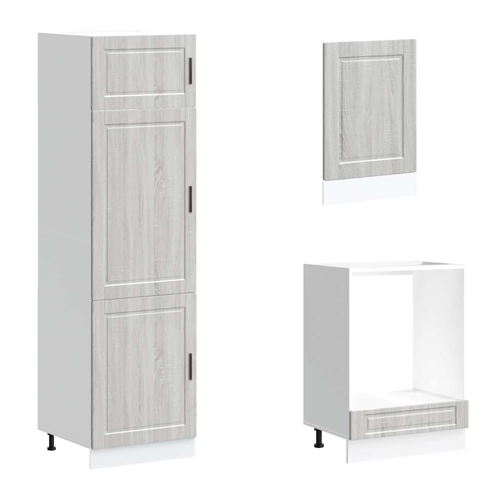 7 Piece Kitchen Cabinet Set Porto Grey Sonoma Wood Based Panel