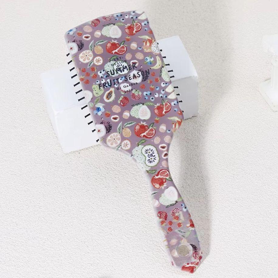 1 Piece of Fruit Beverage Snack Pattern Air Cushion Comb-anti-static,nylon Bristles,ergonomic handle,Special for Real Hair Wigs