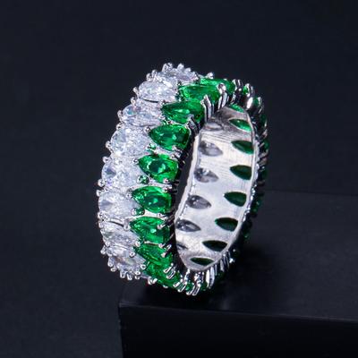 J0078 Atmosphärischer doppelreihiger Wassertropfenring, High-End 3A Zirkon, Super Flash Ring Schmuck.