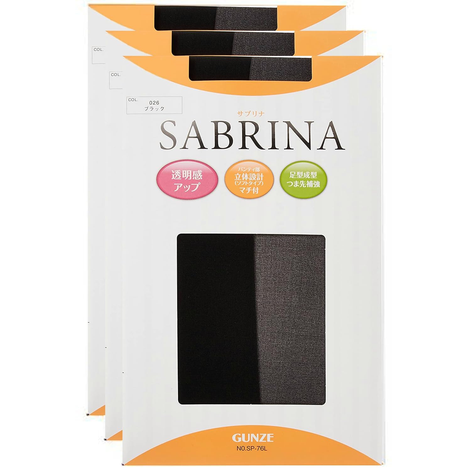 Чулки Gunze Sabrina Smooth Zokki PS Размеры, Набор из 3 пар, SP76, Женские, Черный, M-L чёрный