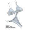 Push Up Adjustable Straps Bikini Set Metal Ring Connection Silver Color Shiny
