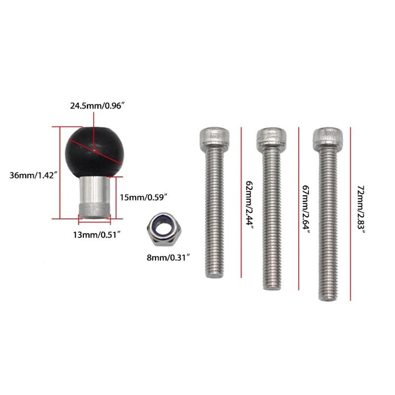 1 Inch Ball Head Adapter M8 Screws Motorcycle Handlebar Clamp Base Holder for Mount Smartphone Cameras Holder Bolt Bracket