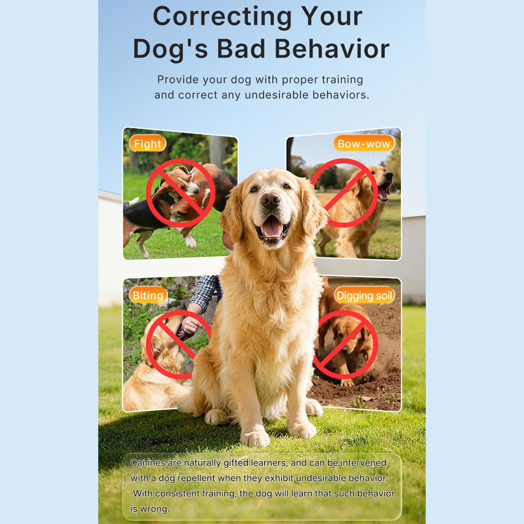 Dog Bark Deterrent Device Ultrasonic Dog Trainer 3 Modes 25KHz Enhanced Frequency 10M Range Rechargeable Battery