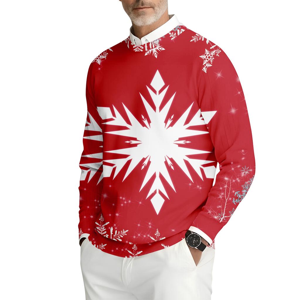 Herr Tryckt Rundhals Långärmad Ribbstickad Sweatshirt