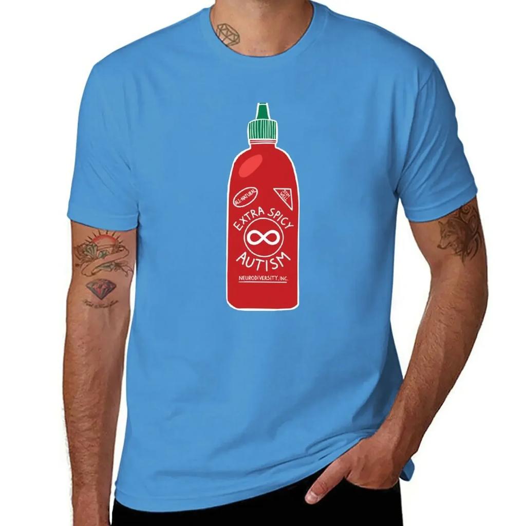 Extra Spicy Autistic Pride T-Shirt Oversized Cute Tops Short Sleeve Tee Men T Shirts