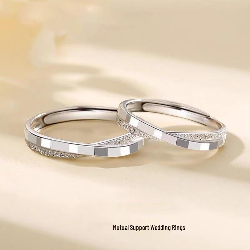 

Sterling Silver Plated Mobius Cube Couple Rings - Gift for Him & Her Water Cube Couple Ring (Women s)