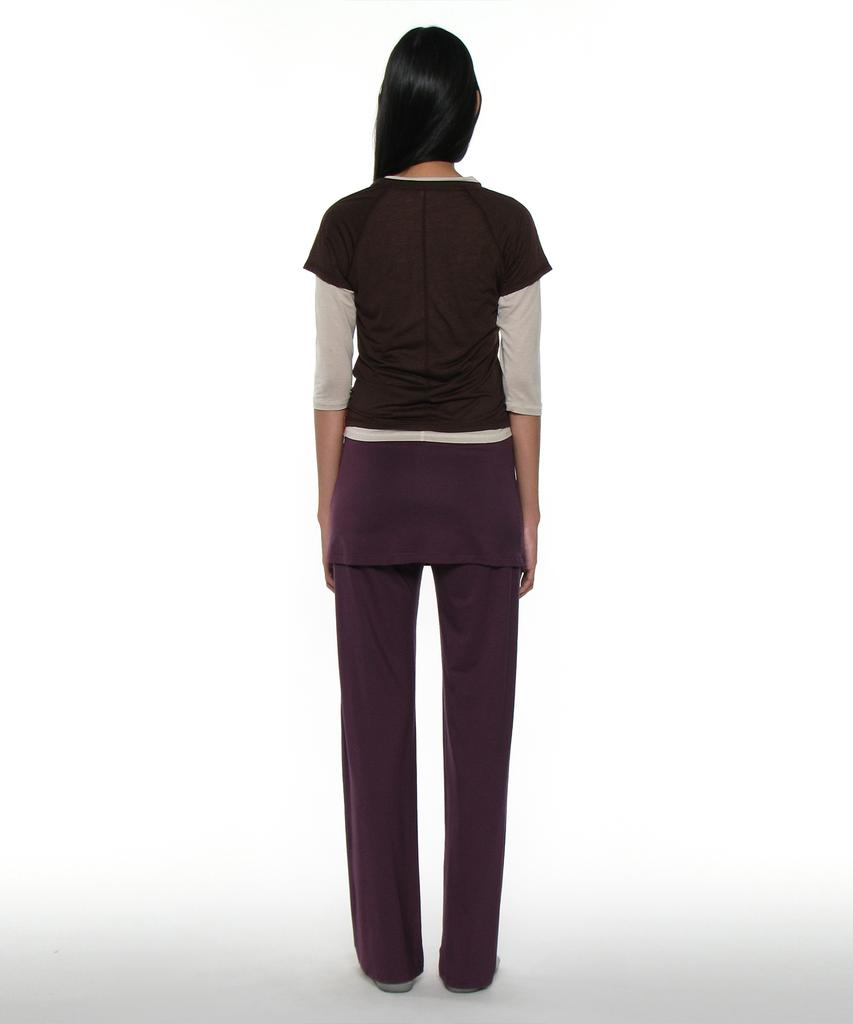PARTIMENTO WOMEN Pwc Sheer Raglan Stitch Short Sleeve Tee_Brown