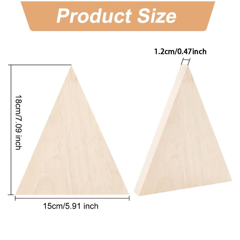 2Pcs Unfinished Wooden Triangle Shaped Blocks Triangle Wood Tray Plates Blank Wooden Cutouts Unpainted Wood Triangle Slices