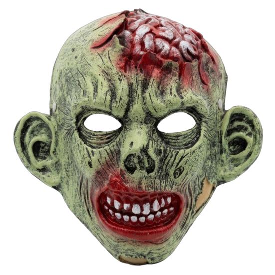 Halloween Cosplay Accessory Green Zombie Mask, Realistic Full Face Mask with Simulated Blood Masque Damaged Flesh And Texture for Scary Party Props