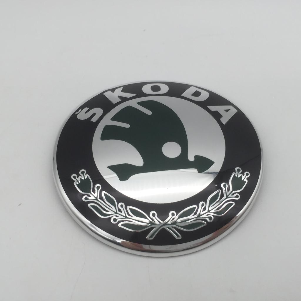 WUM1 1pcs for SKODA 90mm 80mm 100mm Car Front Grille Head Hood Bonnet Emblem Rear Tail Bumper Trunk Sticker Badge Styling Accessories