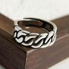925 Sterling Silver Rings For Women Geometric Fine Jewelry Finger Adjustable Simple Retro Chain Ring For Party Birthday Gift