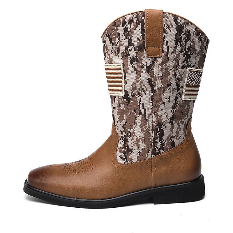 

Модные мужские ковбойские сапоги в ретро-стиле, новый дизайн, высокие вестерн-сапоги, классические полусапоги, слипоны, обувь для хайкинга, модные повседневные ботильоны 46 коричневый