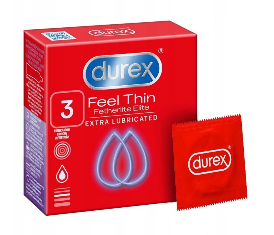 Durex Fetherlite Elite Ultra Thin Condoms, Enhanced Sensation, 3-Pack