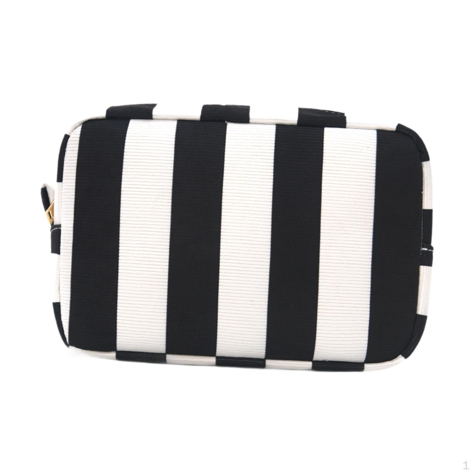 

Corduroy Makeup Bag, Large Storage Space, Easy to Clean, Ideal for Women And Girls, Gift Black White