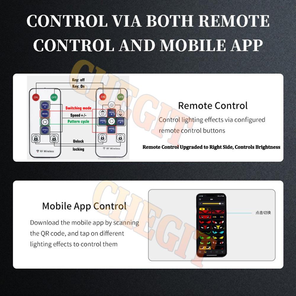 Big Demon Eyes APP Remote Control Car Matrix Pixel Panel Night Light Programmable Flexible Display for Car Truck SUV Accessorie