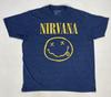 Nirvana Ikonisches Happy Face Grafik T-Shirt Herren XL Blau Kurzarm Musik