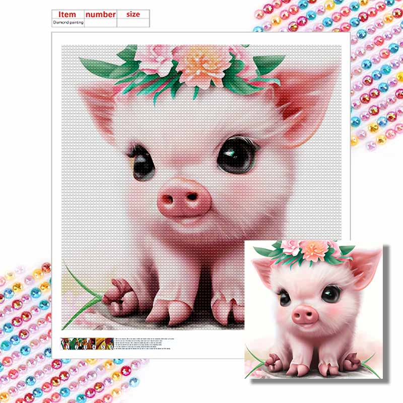 Nowość 5D DIY Pełne Okrągłe Malowanie Diamentami "Świnka" Haft Krzyżykowy Dekoracja Domu Prezent