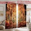 2D flat printing 2pcs Curtains Autumn Thanksgiving Path Pumpkins Digital Printed Polyester Drapes Family Party Decoration