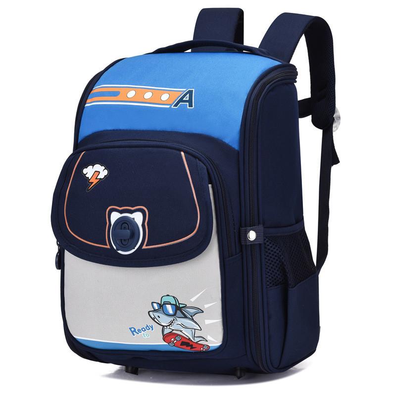 

Stylish Nylon Cartoon Backpack For Kids Boys And Girls Elementary School Bag темно-синього кольору