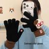 New Dopamine Fingerless Touchscreen Winter Warm Gloves - Cold-Proof, Versatile, Creative Patchwork for Girls
