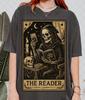 Comfort Colors The Reader Tarot Card Shirt, Skeleton Reading Shirt, Unisex Tarot Card Shirt, Book Lover Gift, Bookish Gift,Tarot Lover Shirt