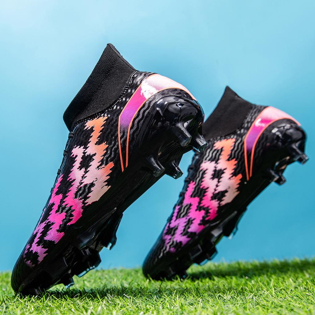 Fashion Men's Soccer Shoes TF/FG Non-Slip Turf Soccer Cleats Trend Design Shoes Comfortable High Top Sneaker High Quality Football Boots