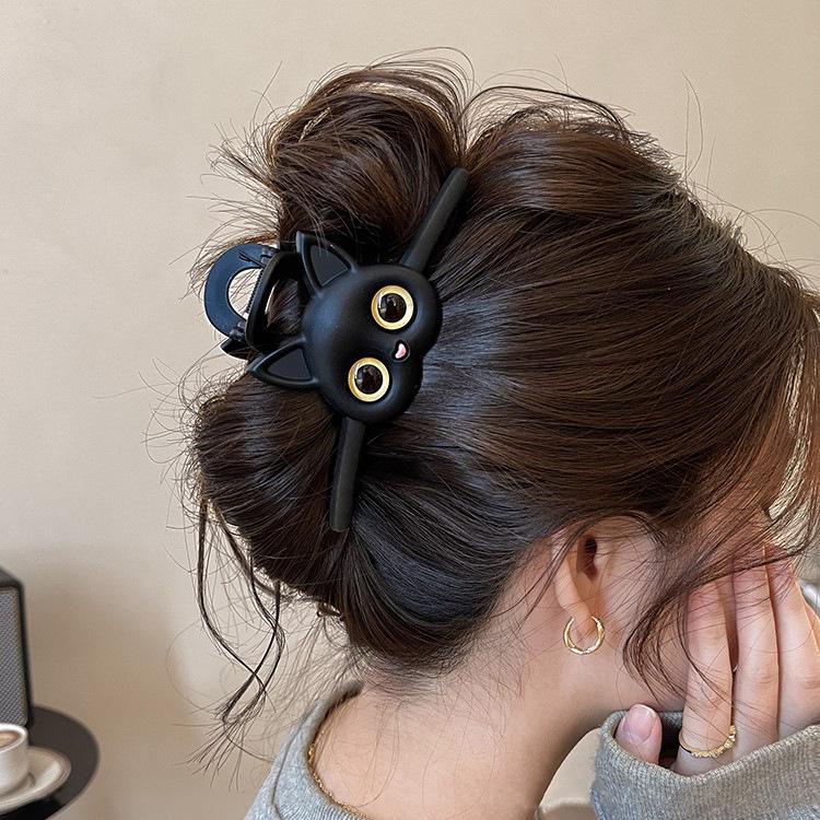 2024 Women's High-End Cute Cat Updo Claw Clip: Large Shark Clip for Thick Hair