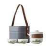 Portable travel tea set, small set, one pot, two cups, outdoor camping equipment, portable teapot, ceramic express cup