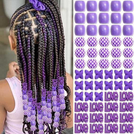 60Pcs Braid Hair Accessories, Heart Letter Shape Hair Rings, Large Hole Design Hair Beads for Thick Braids Dreadlocks Multi-Strand Hair DIY