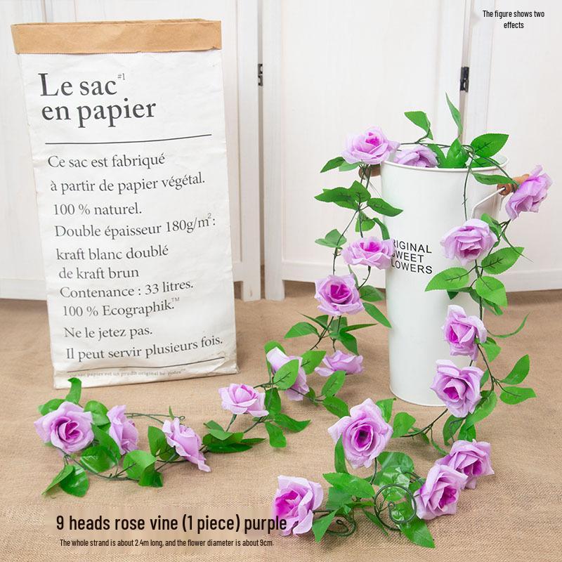 Artificial Rose Flower Vine for Indoor Decoration: Ceiling Hanging & Living Room Decor
