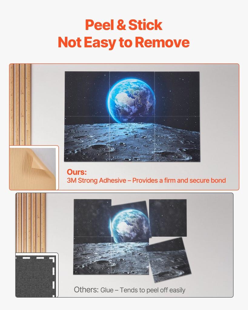 6 Pack Art Acoustic Panels 23.6 x 23.6 inch Self Adhesive for Home Earth