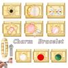 Vintage Golden Charm Zircon Butterfly Bow Cat Flower Italian Charm Links Fit 9MM Stainless Steel Bracelet Women DIY Making Gift
