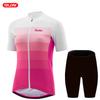 Summer Breathable Cycling Suit Set Women's  Anti-UV Bicycle Clothes Quick-Dry Short Sleeves Mountain Bike Jersey Girls Pink Cycling Set