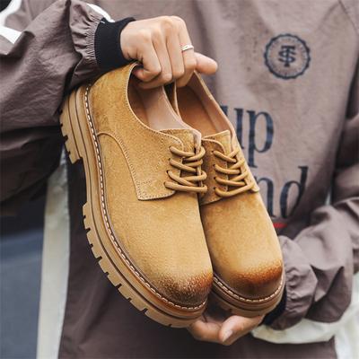 Men'S Shoes Autumn Retro British Big Head Derby Tooling Shoes Casual Leather Shoes Low Top Martin Shoes 4515-J