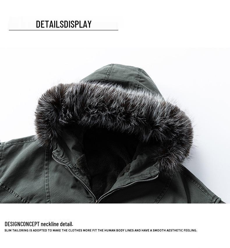 HL Winter Style Men's Thick Hooded Cotton Jacket with Large Fur Collar - For Middle-Aged and Young Men