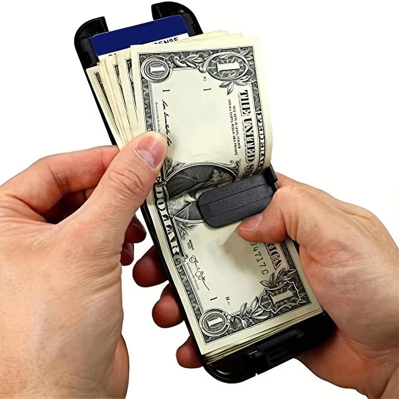 Slim Wallet Rfid Blocking Wallet For Men Removable Money Metal Wallet With Money Clip For Men Crush Resistant