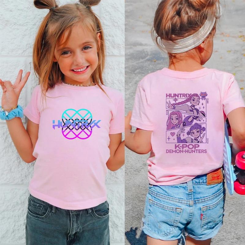 Kids T-Shirt Kpop Demon Hunter Graphic Tops Harajuku Korean Boys Girls Streetwear Short Sleeve Tees Children Clothing
