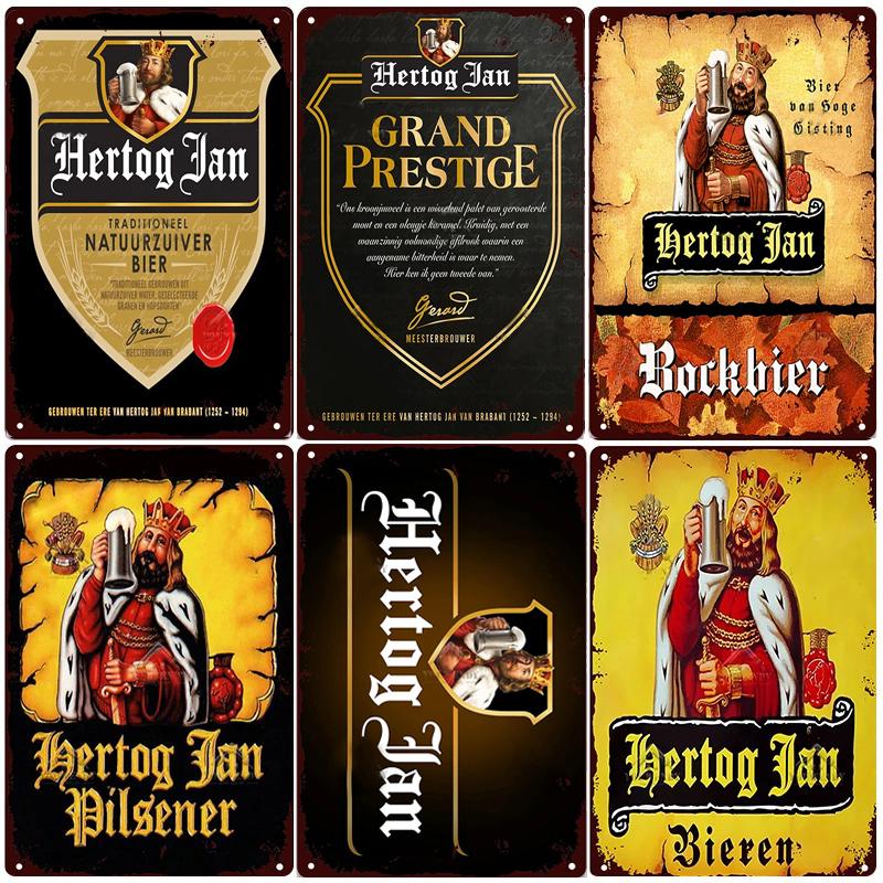 Retro Beer Posters Home Decor Plate Vintage Metal Tin Sign Hertog Jan Metal Plaque Pub Bar Wall Room Decoration