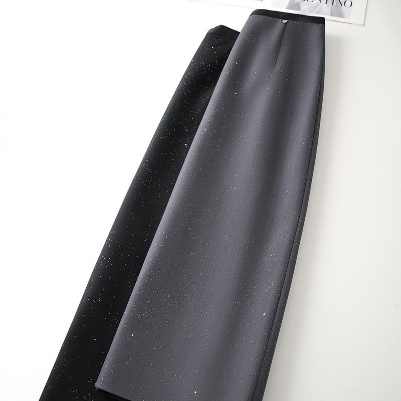 Women's Gray Mid-Length High Waist Slimming Bodycon Skirt - 2025 New Spring Collection