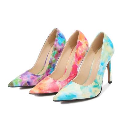 Frauen Sexy Damen Stiletto Schuhe Spitzschuh Farbabstimmung Laufsteg Bankett 11cm Absatz WZ